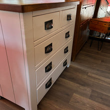 Load image into Gallery viewer, Painted Handmade Rustic Pine 2 over 3 Chest of Drawers - Painted in Frenchic Cool Beans
