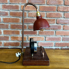 Load image into Gallery viewer, 2 Gauge Red Shade Lamp - Handmade Vintage Steampunk / Industrial
