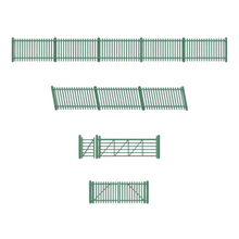 Load image into Gallery viewer, RATIO - 430 - GWR Station Fencing Ramps &amp; Gates (Green) - FENCING KITS - PECO
