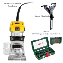 Load image into Gallery viewer, DEWALT - BRAND NEW D26200-GB 8MM (1/4&quot;) FIXED BASE ROUTER WITH EXTRA DEWALT AND BOSCH TOOLS
