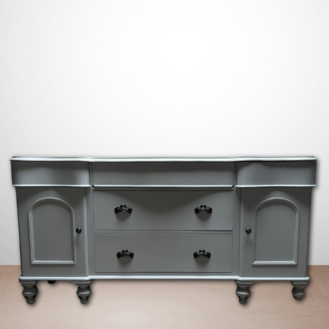 Lovely Curved Sideboard painted in Frenchic Swanky Pants - A lovely subtle Grey