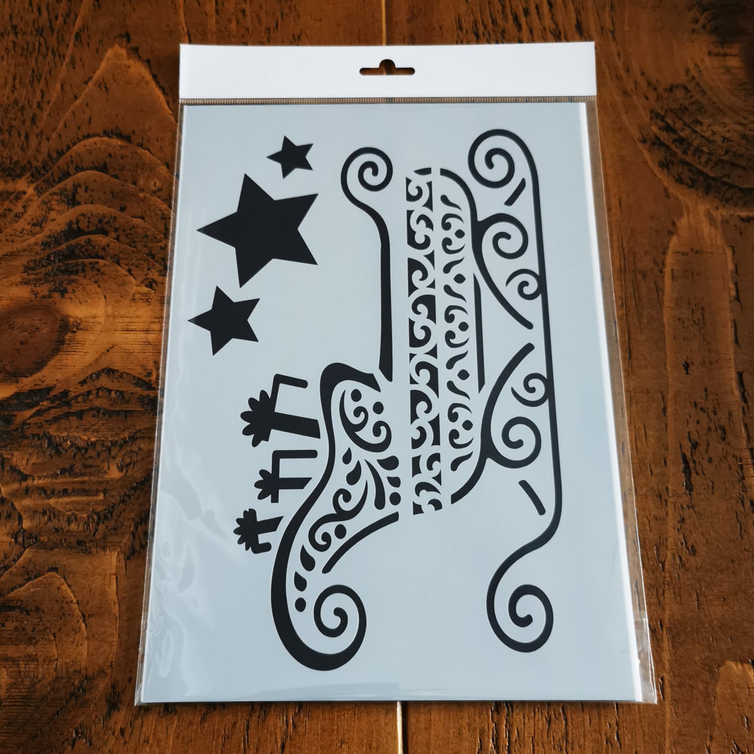 Stencil - No.104 - A4 - Sleigh and Stars