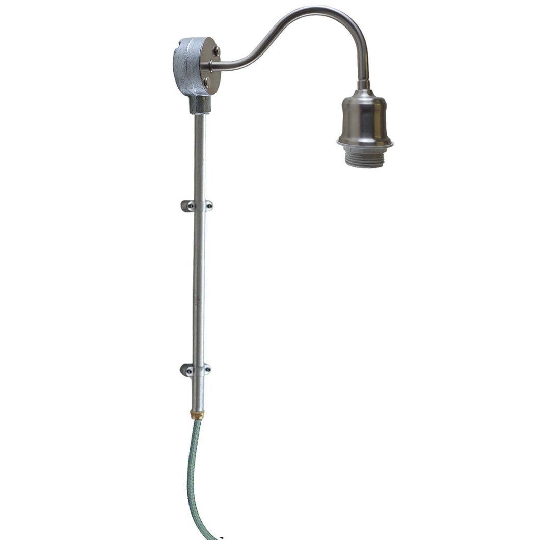 Industrial Satin Nickel Pipe Plug In Wall Light with Dimmer Switch