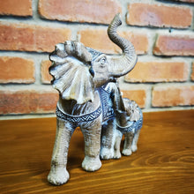 Load image into Gallery viewer, Wooden Effect Elephant With Child Ornament
