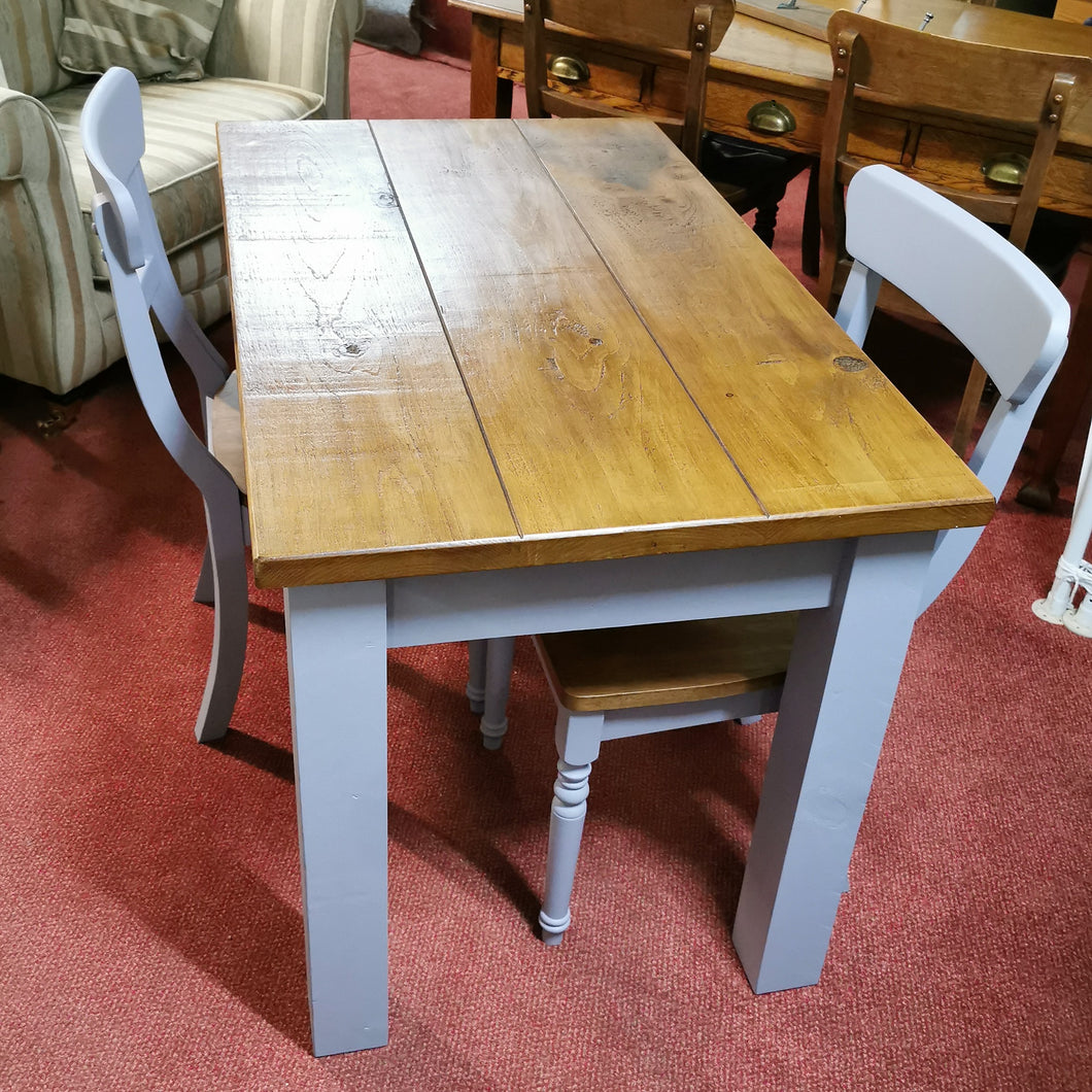 New Handmade Rustic Pine Painted Table and 2 Chairs