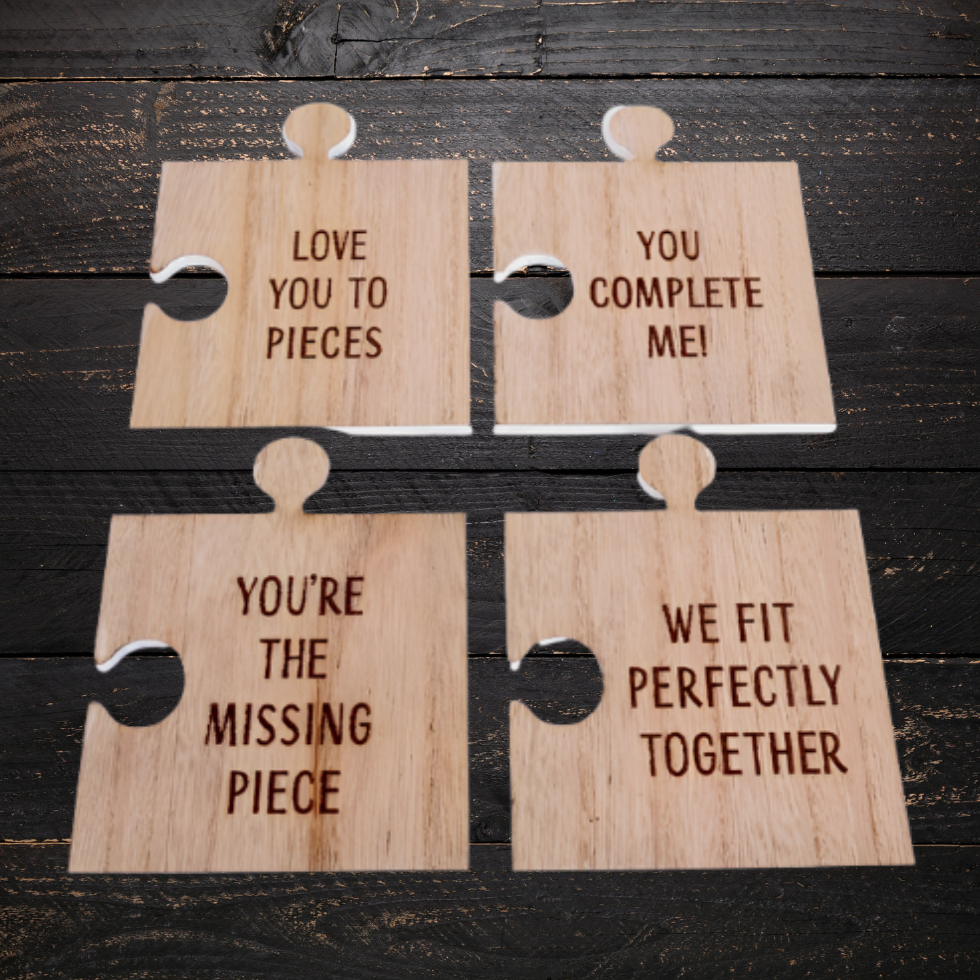 Jigsaw Puzzle Piece Coasters - Set Of Four